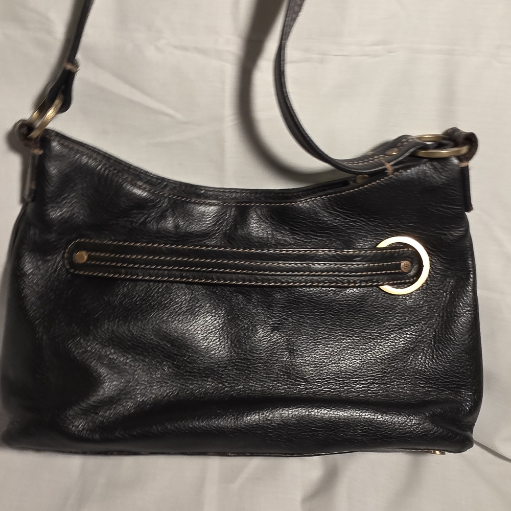 Cole Haan Black Leather Shoulder Bag with Gold Accents